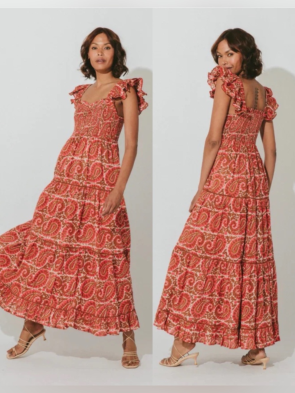 Cleobella Zahara Ankle Dress Smocked Maxi Boho Paisley